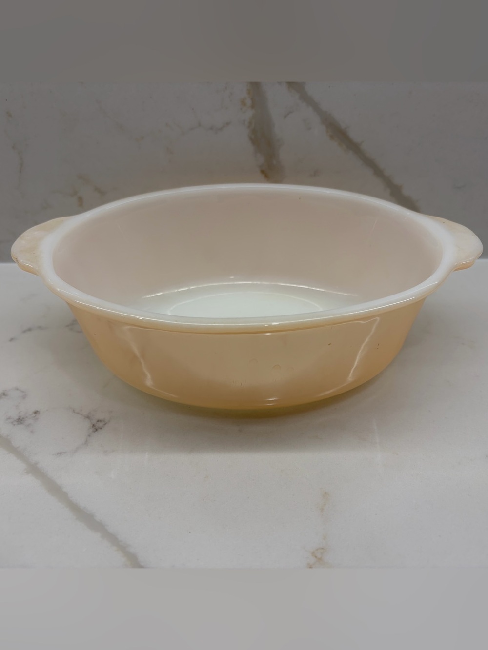 Vintage Peach Lustureware Fire King Oval Casserole Dish with Handles